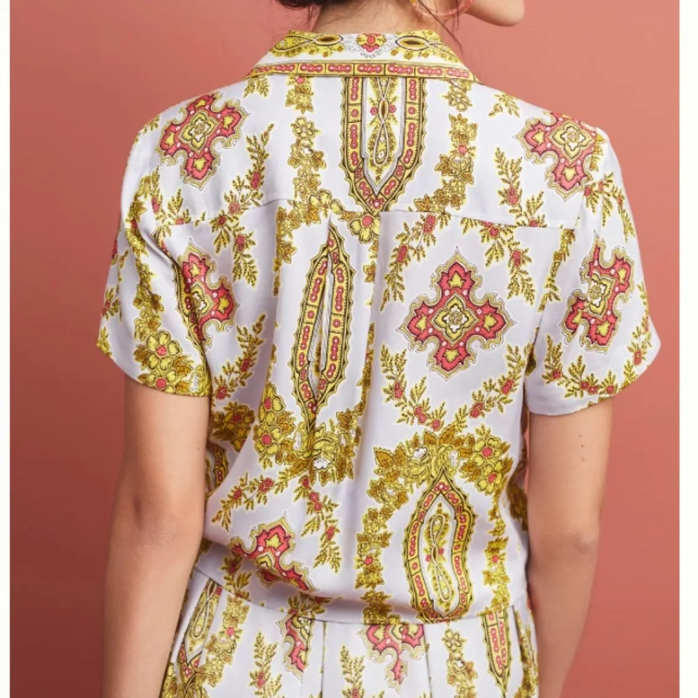 ⭐️Echarpe Button Down Chic Girly Hipster Hippie Paisley Boho Bohemian Classy Top - Picture 7 of 9